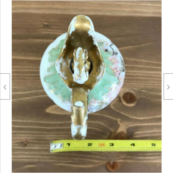 Porcelain Cruet Bottle Green Floral Pattern Gold Antique D&C Limoges France - Picture 5 of 10